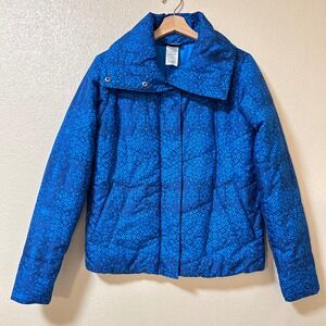 Patagonia Womens Medium Blue Geometric Polyester No Down Insulated Puffer Jacket